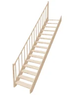 Straight wooden open-risers stairs EAD 085R by Sowosz. For self-assembly. Includes balustrade.