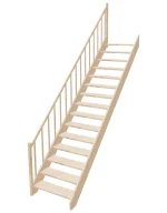 Straight wooden open-risers stairs EAD 090R by Sowosz. For self-assembly. Includes balustrade.