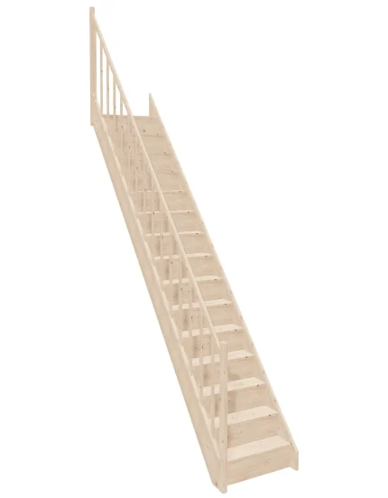 Straight wooden closed-risers stairs EGD 065R by Sowosz. For self-assembly. Includes balustrade.