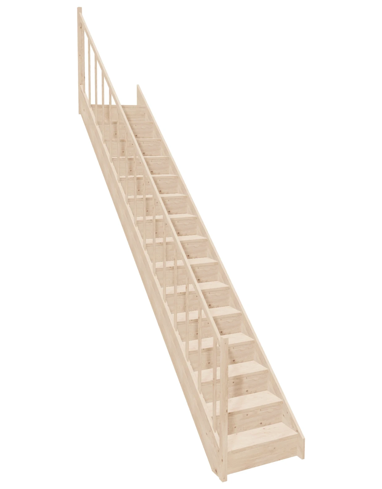 Straight-stairs-EGD-070R-k46-1 Straight wooden closed-risers stairs EGD 070R by Sowosz. For self-assembly. Includes balustrade.