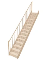 Straight wooden closed-risers stairs EGD 070R by Sowosz. For self-assembly. Includes balustrade.