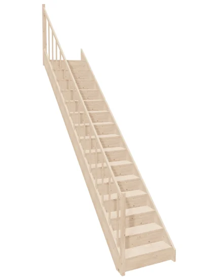 Straight wooden closed-risers stairs EGD 080R by Sowosz. For self-assembly. Includes balustrade.