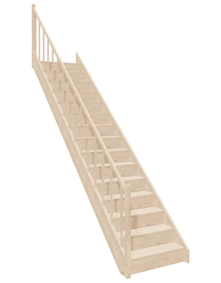 Straight wooden closed-risers stairs EGD 090R by Sowosz. For self-assembly. Includes balustrade.
