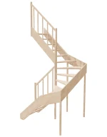 Left-turn wooden open-risers stairs U-shape EMQG 140R by Sowosz. For self-assembly. Includes balustrade.