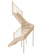 Left-turn wooden closed-risers stairs U-shape EQG 140R by Sowosz. For self-assembly. Includes balustrade.