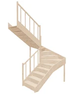 Left-turn wooden closed-risers stairs U-shape EQG 180R by Sowosz. For self-assembly. Includes balustrade.