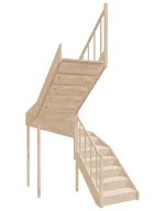Left-turn wooden closed-risers stairs U-shape EQG 180R by Sowosz. For self-assembly. Includes balustrade.