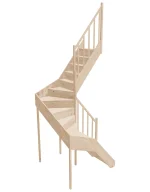 Right-turn wooden closed-risers stairs U-shape EQD 130R by Sowosz. For self-assembly. Includes balustrade.