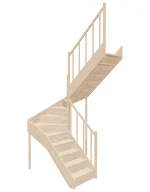 Right-turn wooden closed-risers stairs U-shape EQD 140R by Sowosz. For self-assembly. Includes balustrade.