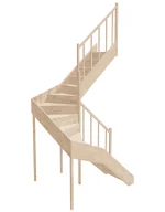 Right-turn wooden closed-risers stairs U-shape EQD 140R by Sowosz. For self-assembly. Includes balustrade.