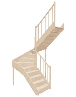 Right-turn wooden closed-risers stairs U-shape EQD 160R by Sowosz. For self-assembly. Includes balustrade.