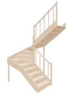 Right-turn wooden closed-risers stairs U-shape EQD 190R by Sowosz. For self-assembly. Includes balustrade.