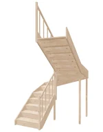 Right-turn wooden closed-risers stairs U-shape EQD 190R by Sowosz. For self-assembly. Includes balustrade.
