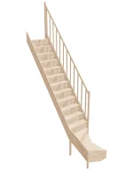 Drevené schody so spodným zalomením – pravotočivé – uzavreté EQD 065R Sowosz – stavebnicové schody na mieru s balustrádou – montáž svojpomocne.