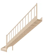 Drevené schody so spodným zalomením – pravotočivé – uzavreté EQD 085R Sowosz – stavebnicové schody na mieru s balustrádou – montáž svojpomocne.